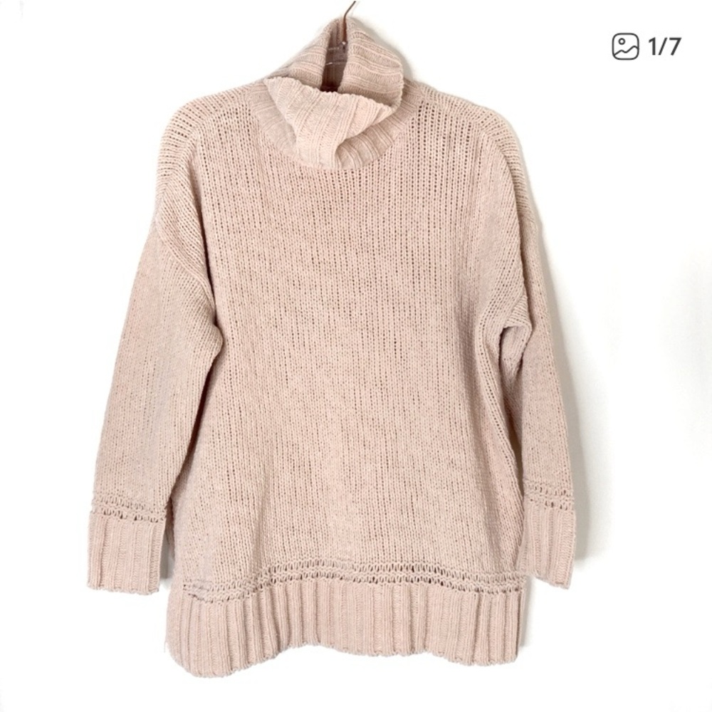 3/$30 Aerie | Blush Pink Cowl Neck Sweater Polyester Split Hem Womens XS